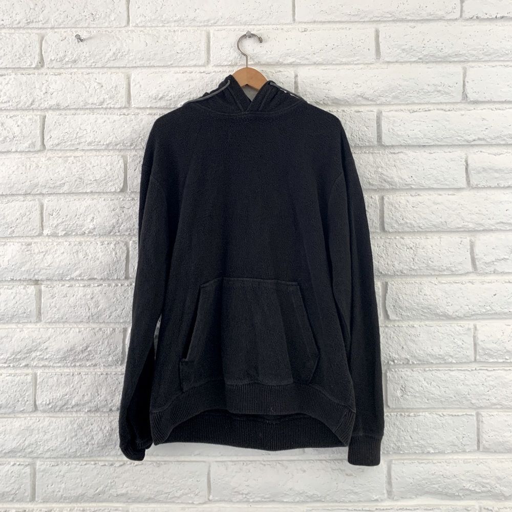 UO Heavy Weight Inside Out Hoodie Sweatshirt Black Medium